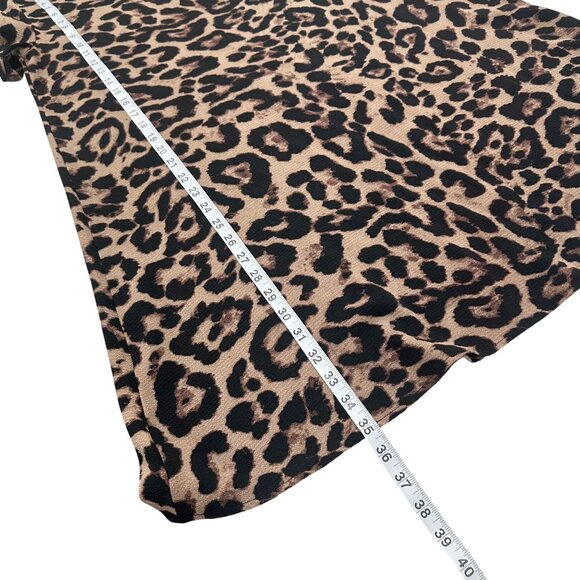 Shein Women Leopard Print Short-Sleeve Tunic Dress SZ L (8/10) Lightweight knit - Picture 5 of 9